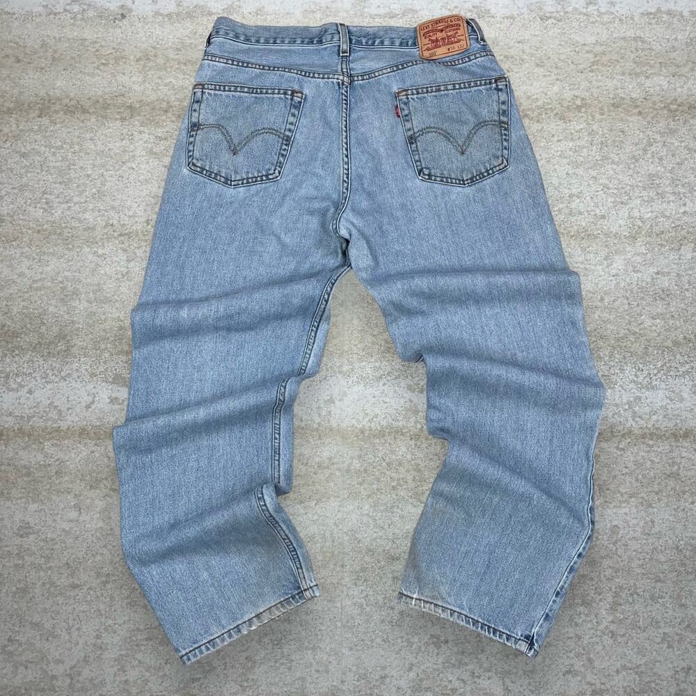 Vintage Y2K Levis 550 Jeans 36x32 Relaxed Fit Light Wash Red Tabs